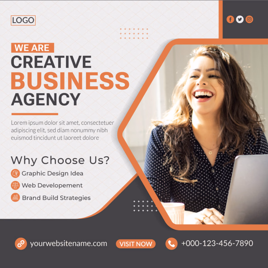 AI-generated creative business agency social post